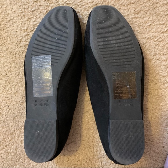 PRIMARK. Flat shoes with Turtle/Gold buckle. Black suede look. 10M. - Picture 3 of 7